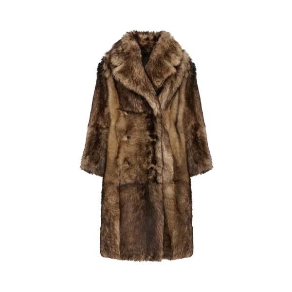 Reversible long coat in Tuscan lambskin Folk