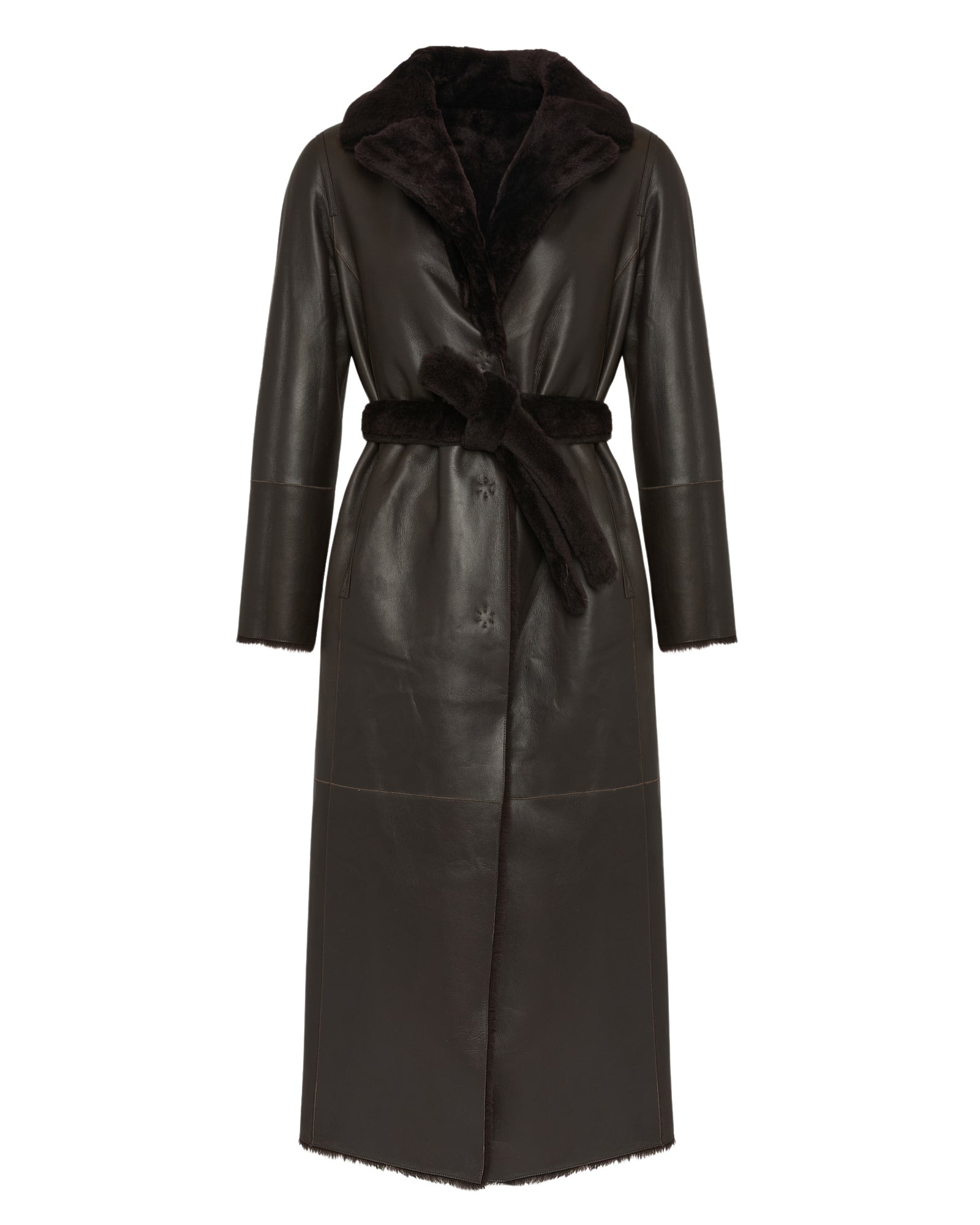 Yves Salomon Reversible long coat in lambskin and Lacon shearling