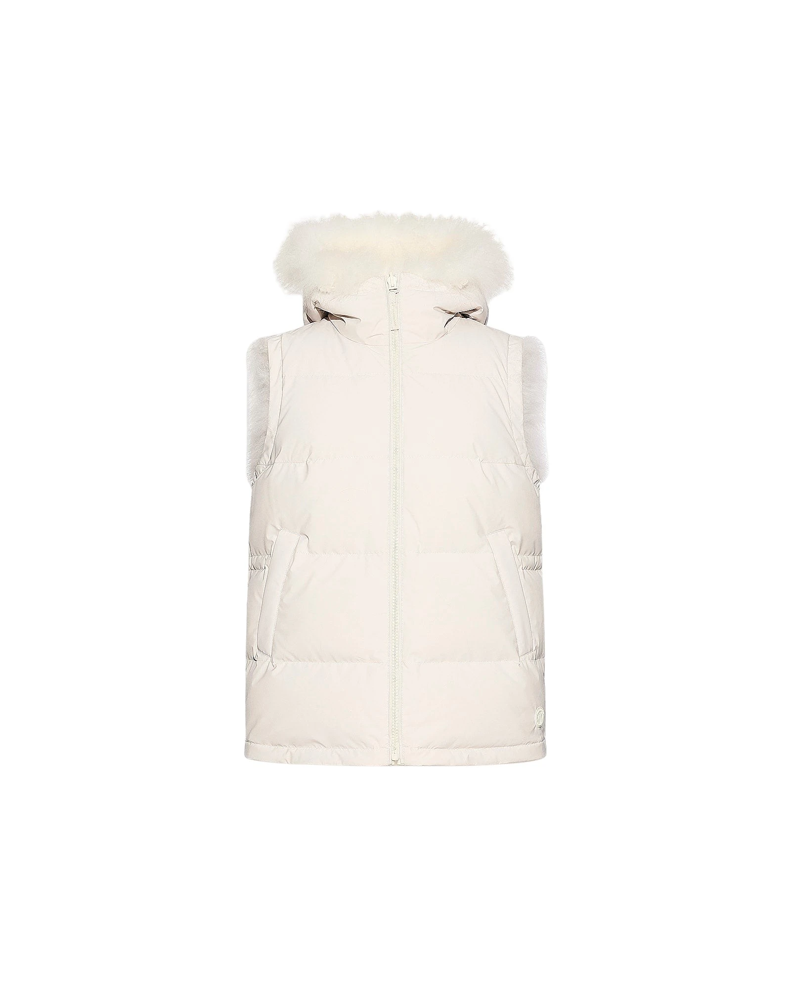 Yves-Salomon-Reversible-long-haired-lambskin-gilet15244_nobg Woman wearing Yves Salomon shearling fur coat – luxury outerwear at Coveti