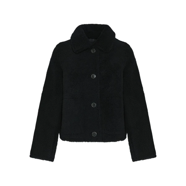 Short butonned jacket in Merino lambskin