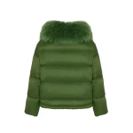 Woman wearing Yves Salomon shearling fur coat – luxury outerwear at Coveti