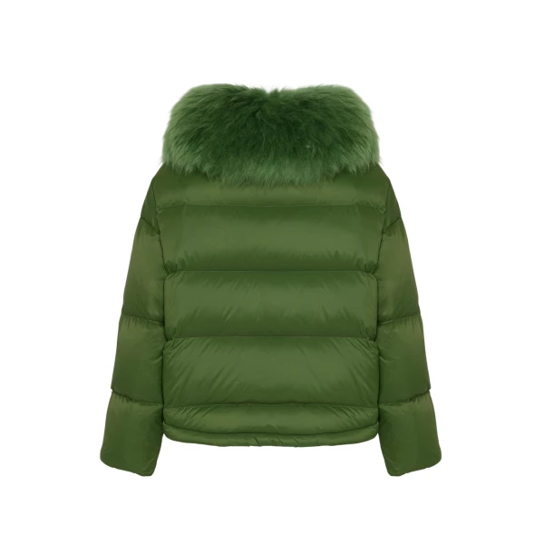 Woman wearing Yves Salomon shearling fur coat – luxury outerwear at Coveti