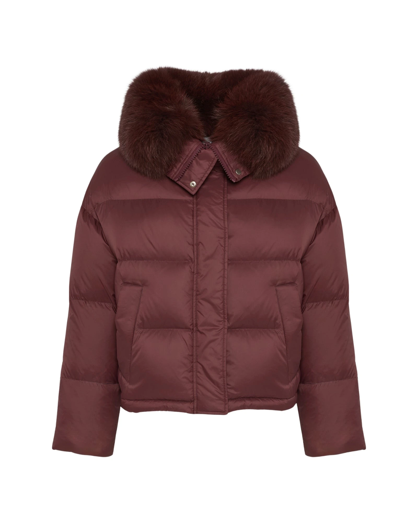 Yves-Salomon-Short-down-jacket-with-fox-trim33587_nobg Woman wearing Yves Salomon shearling fur coat – luxury outerwear at Coveti