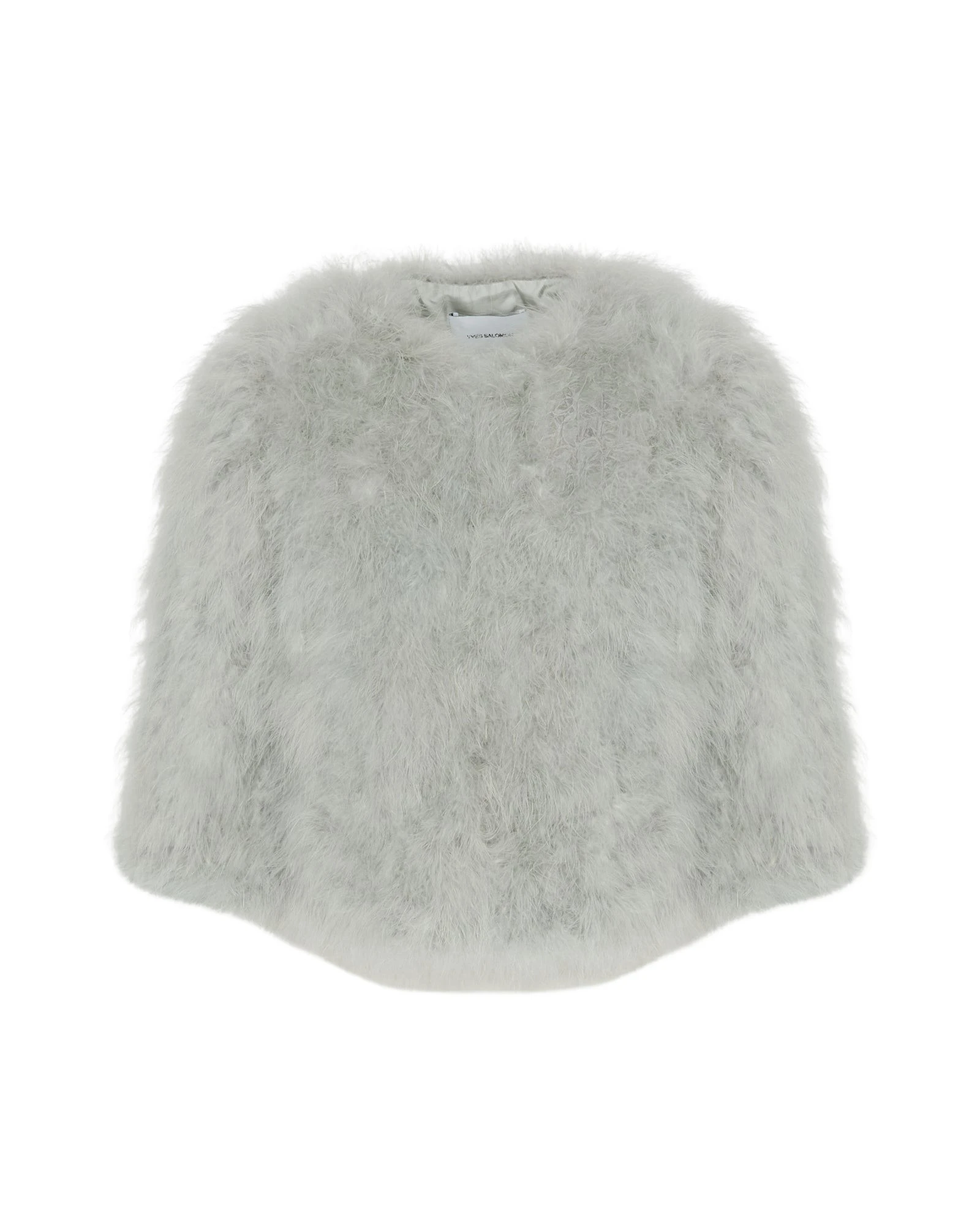 Yves-Salomon-Short-feather-jacket-587222_nobg Woman wearing Yves Salomon shearling fur coat – luxury outerwear at Coveti
