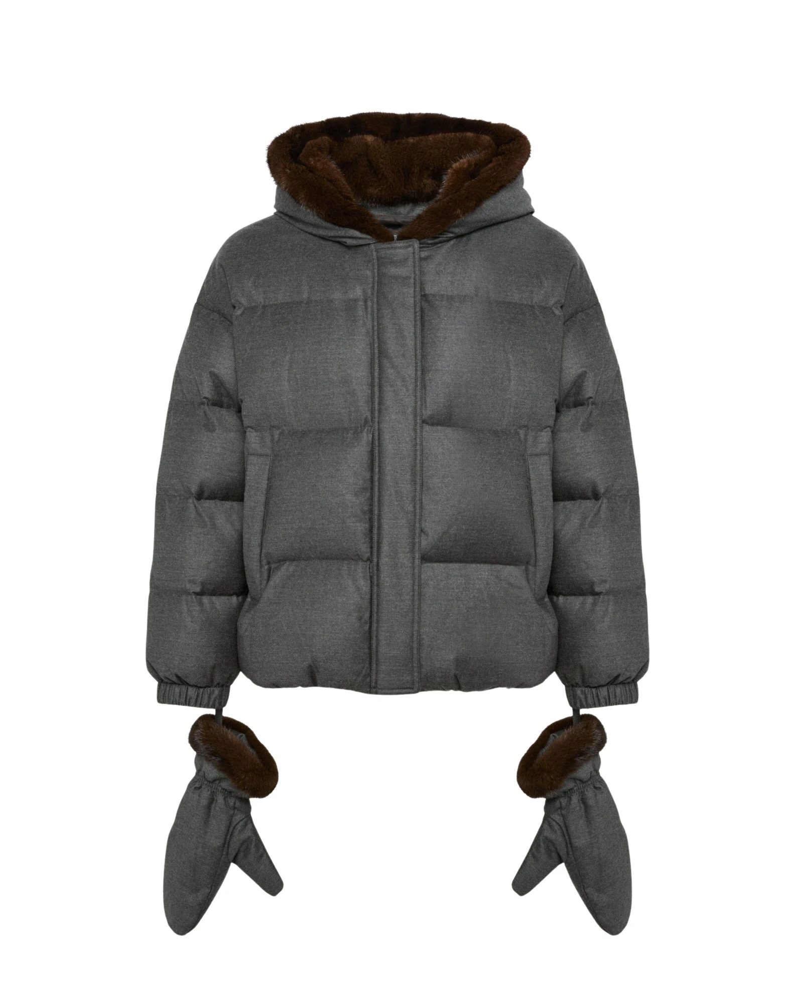 Yves-Salomon-Short-hooded-down-jacket-with-mink-fur-inner-hood-and-removable-mittens-513979_nobg Woman wearing Yves Salomon shearling fur coat – luxury outerwear at Coveti