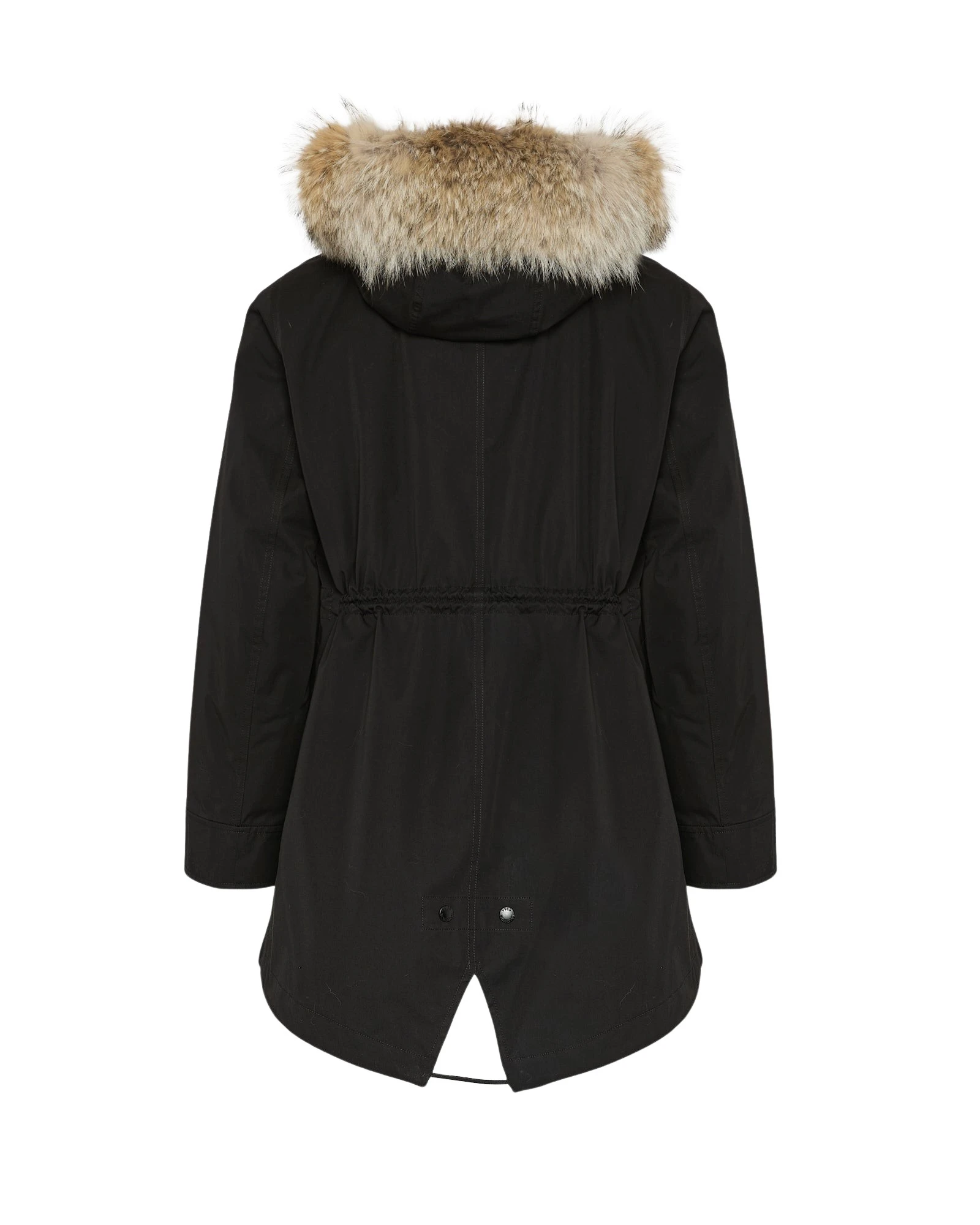 Yves-Salomon-Short-parka-in-technical-fabric-rabbit-and-coyote-fur11371_nobg Woman wearing Yves Salomon shearling fur coat – luxury outerwear at Coveti