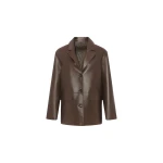 Woman wearing Yves Salomon shearling fur coat – luxury outerwear at Coveti