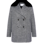 Woman wearing Yves Salomon shearling fur coat – luxury outerwear at Coveti
