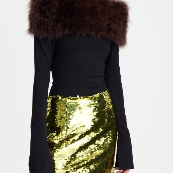 Elevate your elegance in this 16Arlington  from the luxury feather dress edit