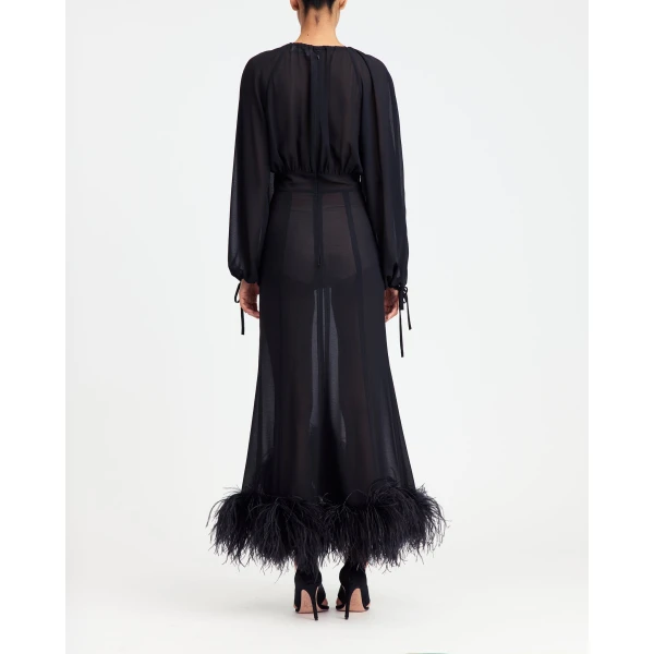 Elevate your elegance in this 16Arlington  from the luxury feather dress edit