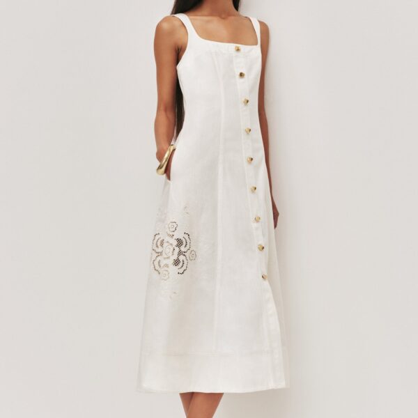 Halo Embroidered Midi Dress