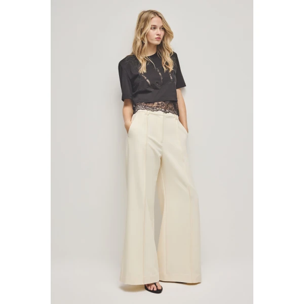 Aje Kayla Lace Underlay Crop Tee Top, view 5