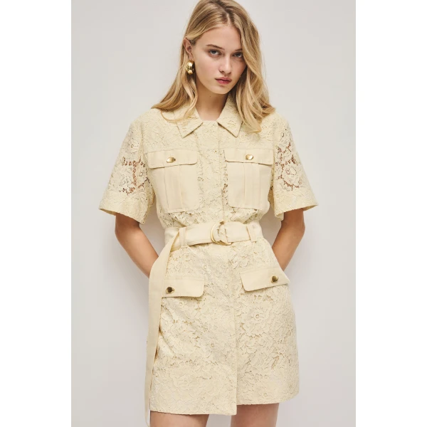 Aje Mystic Lace Mini Shirt Dress, view 5