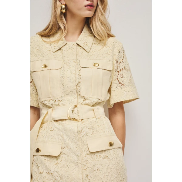 Aje Mystic Lace Mini Shirt Dress, view 6