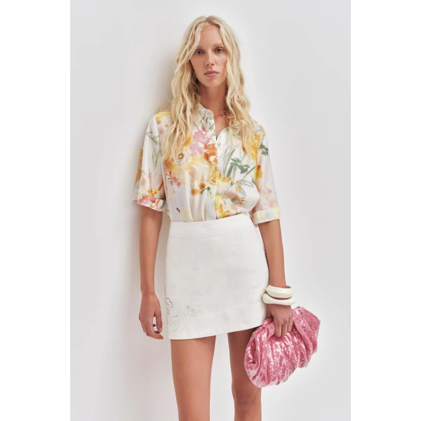 Aje Halo Embroidered Mini Skirt, view 3