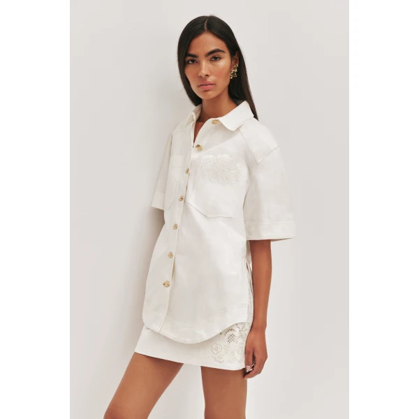 Aje Halo Embroidered Shirt, view 4