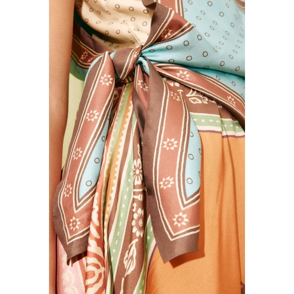 Alemais Alberta Scarf Midi Dress  Sustainable Dresses with Alemais print - Coveti Australian Designer
