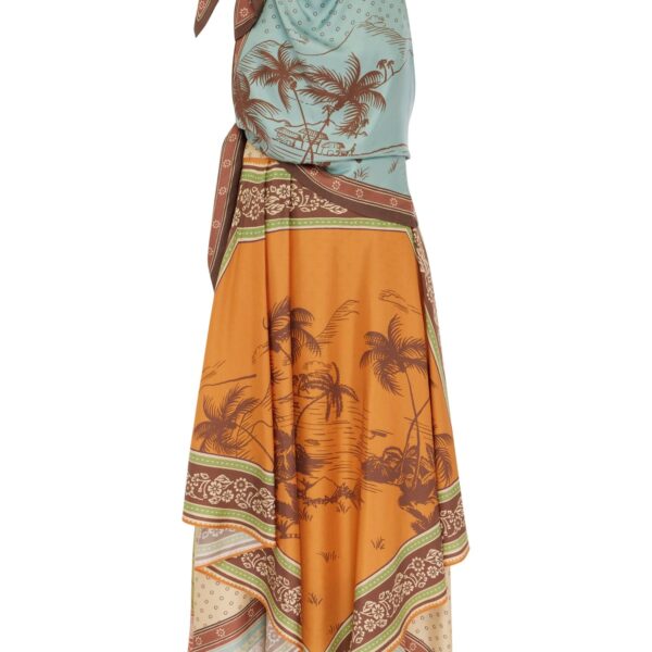 Alemais Alberta Scarf Midi Dress  Sustainable Dresses with Alemais print - Coveti Australian Designer