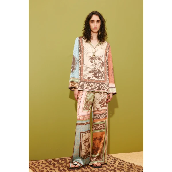 Alemais Alberta Silk Pant  Sustainable Pants with Alemais print - Coveti Australian Designer