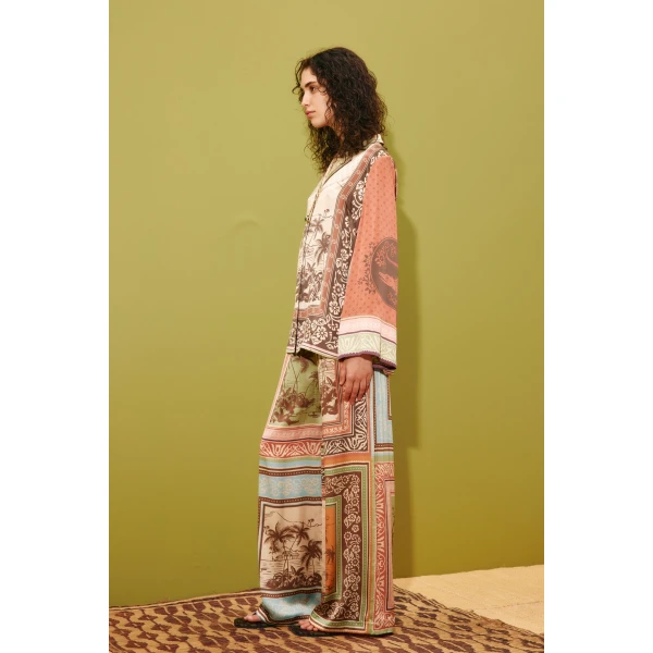 Alemais Alberta Silk Pant  Sustainable Pants with Alemais print - Coveti Australian Designer