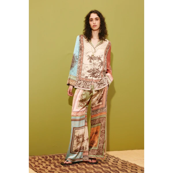Alemais Alberta Silk Shirt  Sustainable Tops with Alemais print - Coveti Australian Designer
