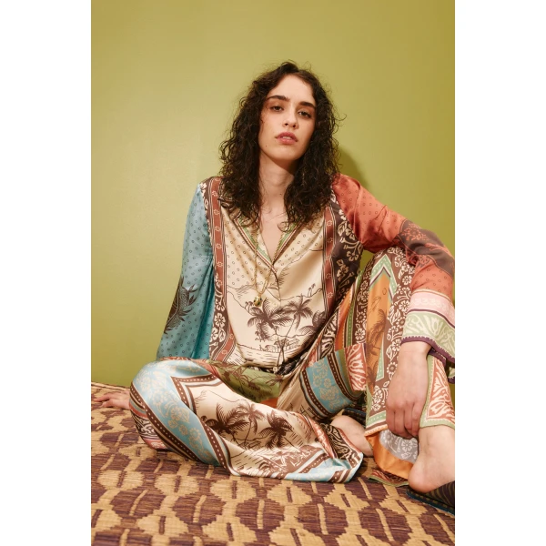 Alemais Alberta Silk Shirt  Sustainable Tops with Alemais print - Coveti Australian Designer