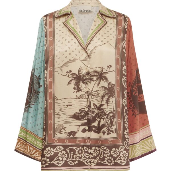 Alemais Alberta Silk Shirt  Sustainable Tops with Alemais print - Coveti Australian Designer