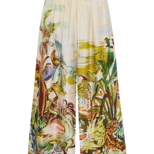 Alemais Jungle Boogie Silk Culotte  Sustainable Pants with Alemais print - Coveti Australian Designer