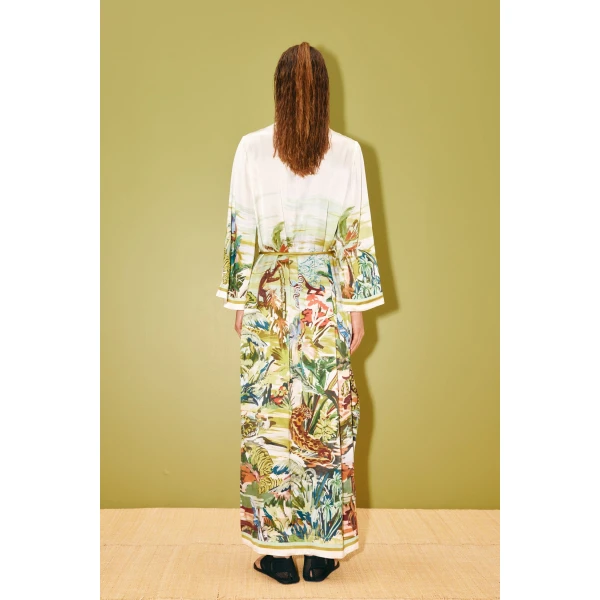Alemais Jungle Boogie Silk Midi Dress  Sustainable Dresses with Alemais print - Coveti Australian Designer