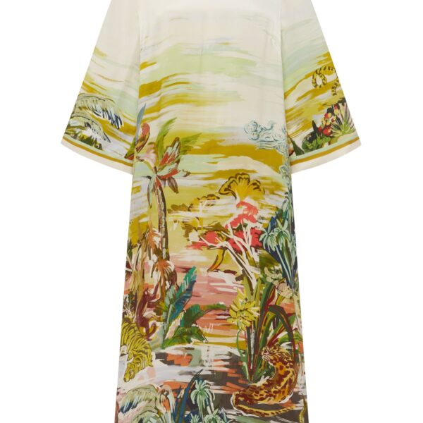Alemais Jungle Boogie Silk Midi Dress  Sustainable Dresses with Alemais print - Coveti Australian Designer