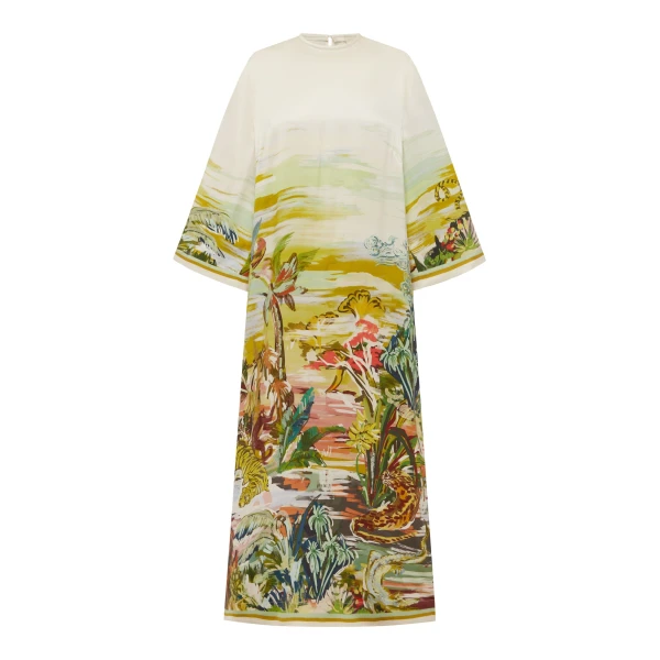 Alemais Jungle Boogie Silk Midi Dress  Sustainable Dresses with Alemais print - Coveti Australian Designer