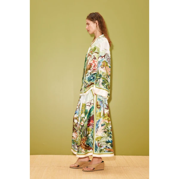 Alemais Jungle Boogie Silk Shirt  Sustainable Tops with Alemais print - Coveti Australian Designer
