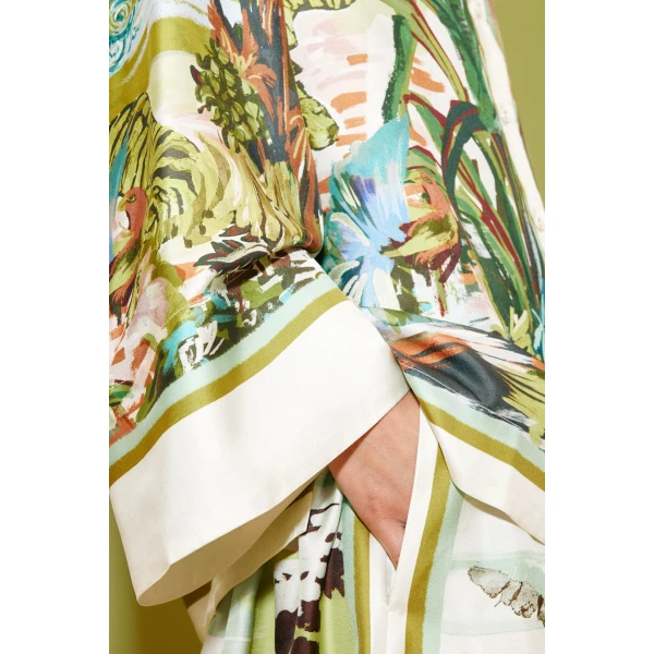 Alemais Jungle Boogie Silk Shirt  Sustainable Tops with Alemais print - Coveti Australian Designer