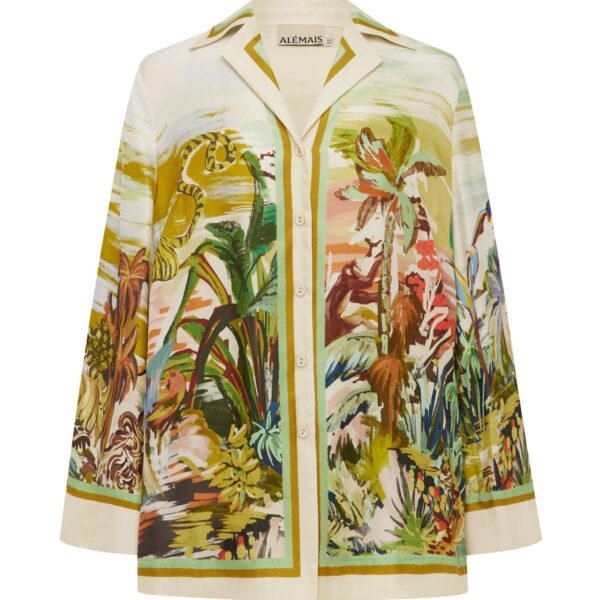 Alemais Jungle Boogie Silk Shirt  Sustainable Tops with Alemais print - Coveti Australian Designer