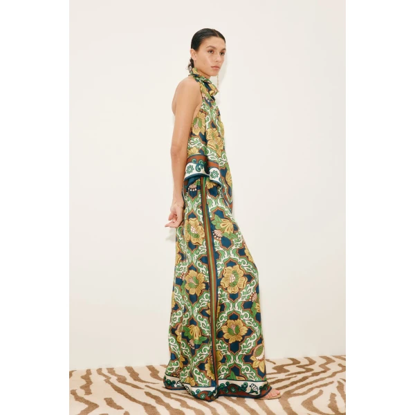 Alemais Liana Silk Palazzo Pant  Sustainable Pants with Alemais print - Coveti Australian Designer