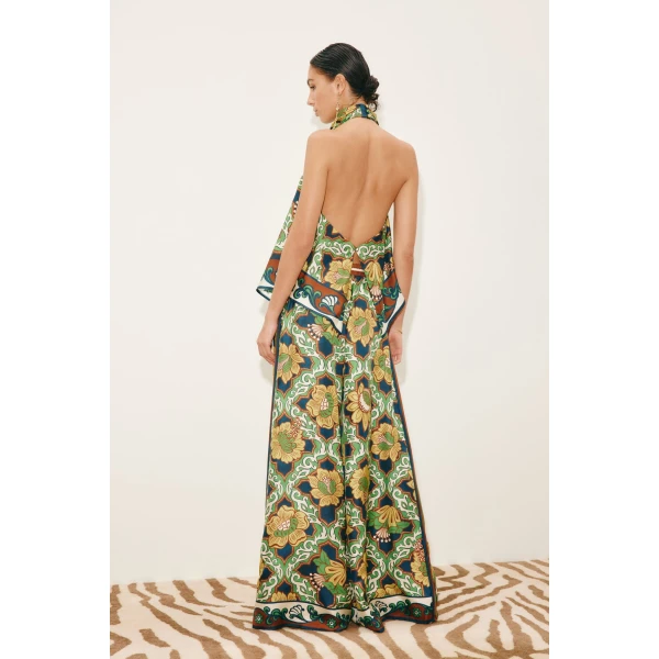 Alemais Liana Silk Palazzo Pant  Sustainable Pants with Alemais print - Coveti Australian Designer