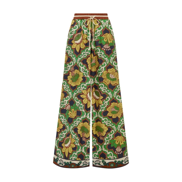 Alemais Liana Silk Palazzo Pant  Sustainable Pants with Alemais print - Coveti Australian Designer