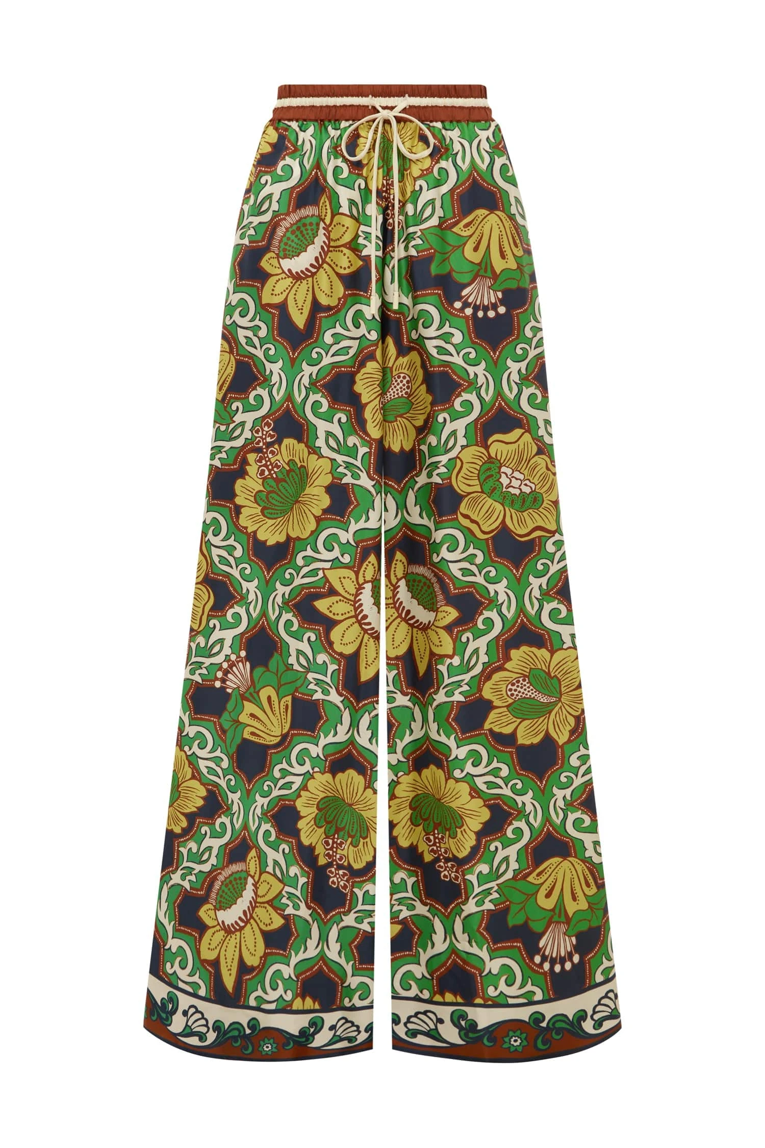 Liana Silk Palazzo Pant by Alemais - Pants Alemais Liana Silk Palazzo Pant Sustainable Pants with Alemais print - Coveti Australian Designer