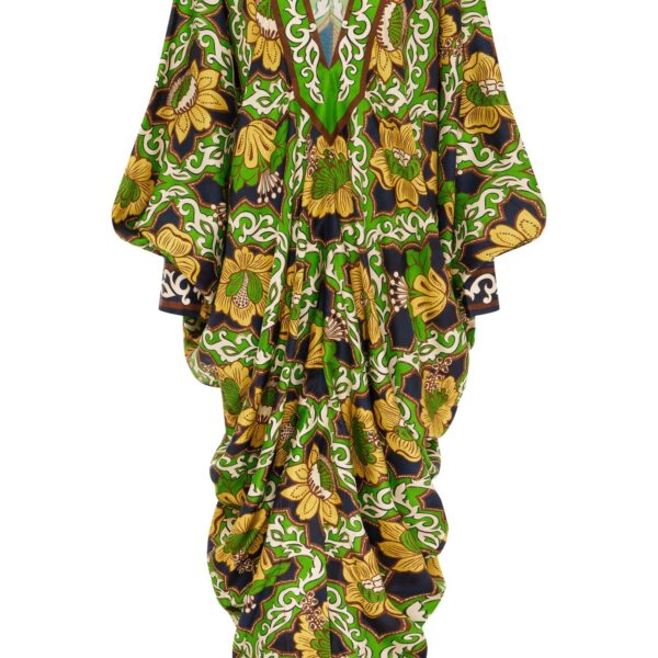 Alemais Liana V Neck Silk Midi Dress  Sustainable Dresses with Alemais print - Coveti Australian Designer