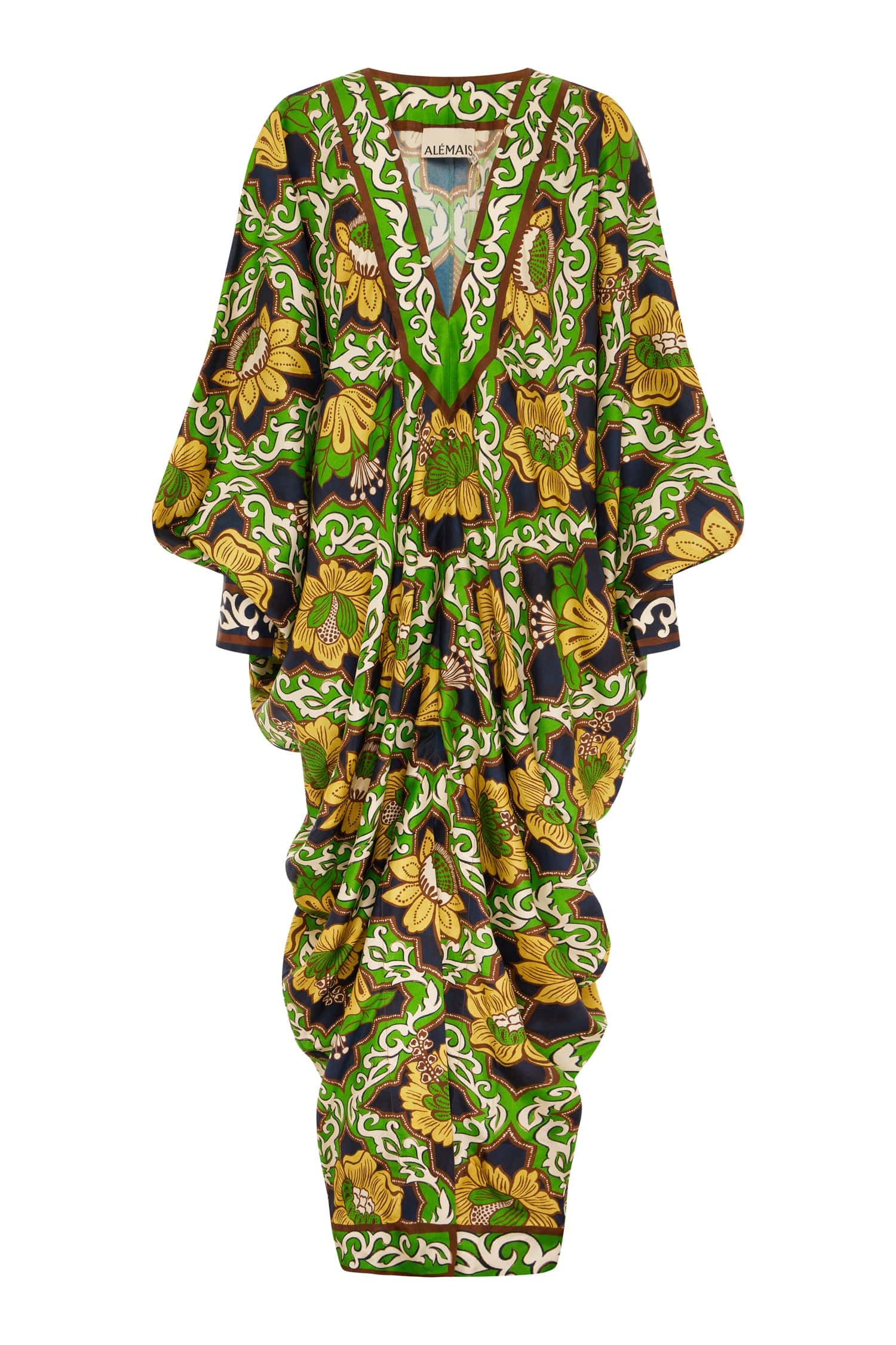 Alemais Liana V Neck Silk Midi Dress