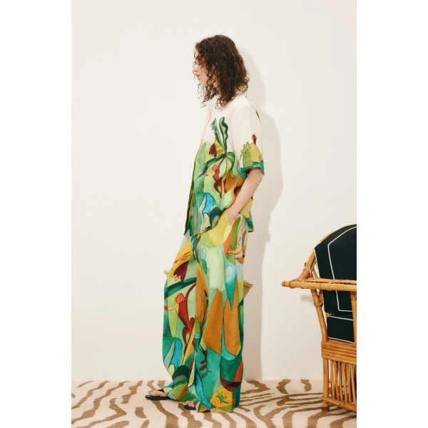 Alemais Mokshini Pant  Sustainable Pants with Alemais print - Coveti Australian Designer