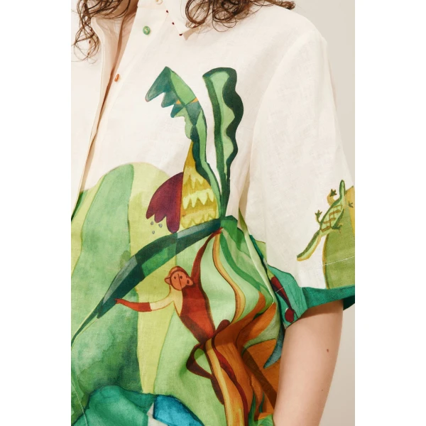 Alemais Mokshini Shirt  Sustainable Tops with Alemais print - Coveti Australian Designer