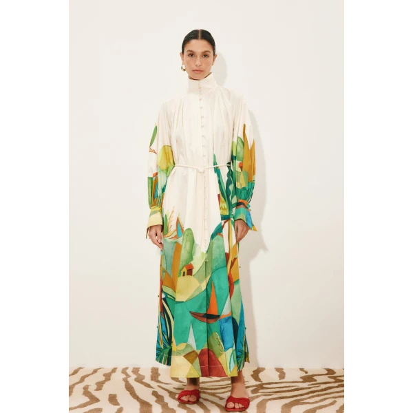 Alemais Mokshini Shirtdress  Sustainable Dresses with Alemais print - Coveti Australian Designer