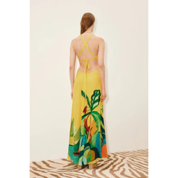 Alemais Mokshini Silk Cut Out Midi Dress  Sustainable Dresses with Alemais print - Coveti Australian Designer
