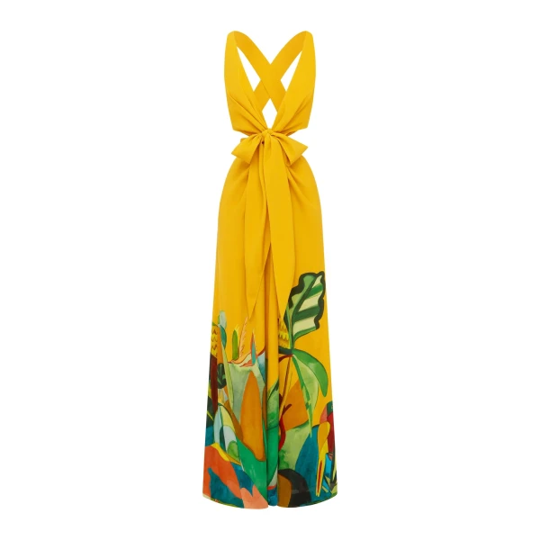 Alemais Mokshini Silk Cut Out Midi Dress  Sustainable Dresses with Alemais print - Coveti Australian Designer