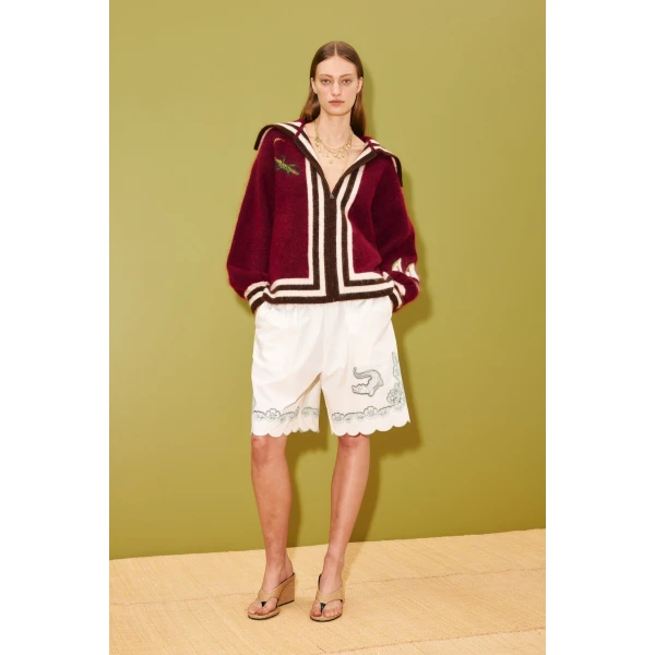Alemais Mokshini Zip Up Cardigan  Sustainable Knitwear with Alemais print - Coveti Australian Designer