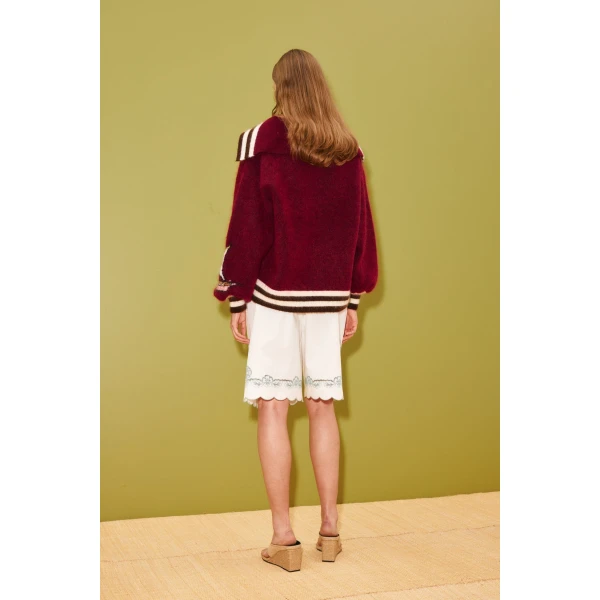 Alemais Mokshini Zip Up Cardigan  Sustainable Knitwear with Alemais print - Coveti Australian Designer