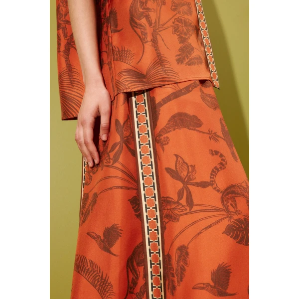 Alemais Monkey Dance Silk Palazzo Pant  Sustainable Pants with Alemais print - Coveti Australian Designer