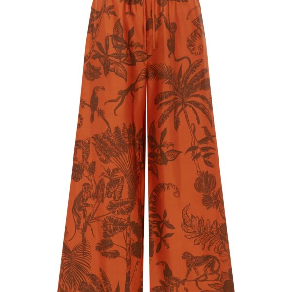 Alemais Monkey Dance Silk Palazzo Pant  Sustainable Pants with Alemais print - Coveti Australian Designer