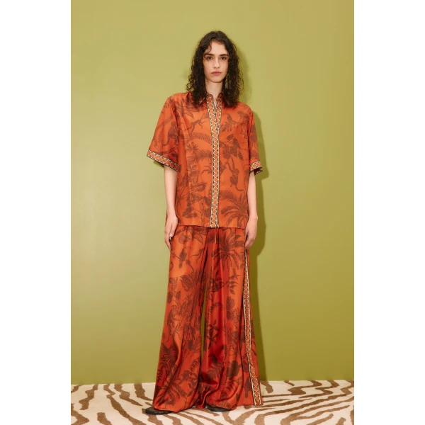 Alemais Monkey Dance Silk Shirt  Sustainable Tops with Alemais print - Coveti Australian Designer